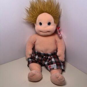 Ty Beanie Kids Collection Chipper Beanie Baby Boy Blond Hair Blue Eyes Plaid